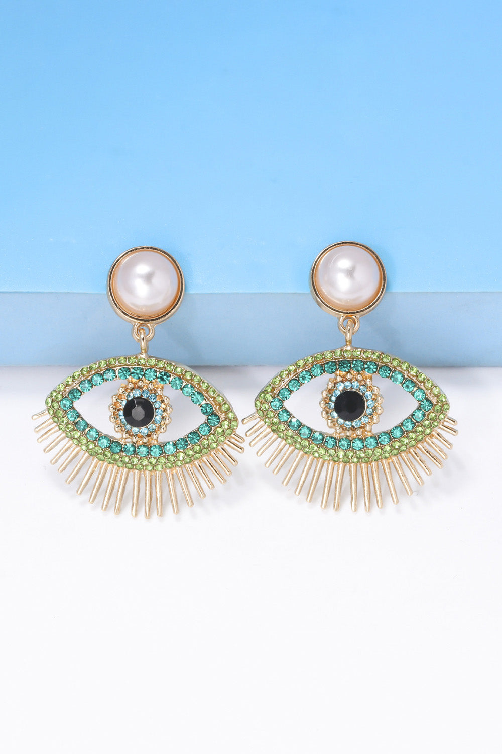 Evil Eye Shape Rhinestone Zinc Alloy Synthetic Dangle Earrings